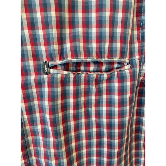 Lira Originals Button Up Dress Shirt Casual Red Blue Plaid Size: Large - Picture 4 of 10